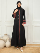 Black and rust Front Open abaya with Black Georgette Hijab